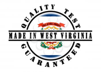 Quality test guaranteed stamp with a state flag inside, West Virginia