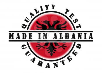 Quality test guaranteed stamp with a national flag inside, Albania