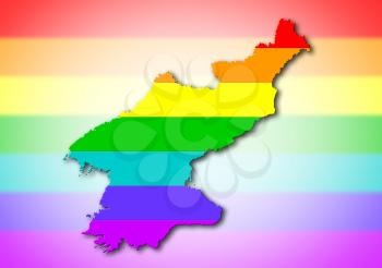 Map, filled with a rainbow flag pattern - North Korea
