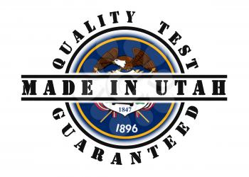 Quality test guaranteed stamp with a state flag inside, Utah