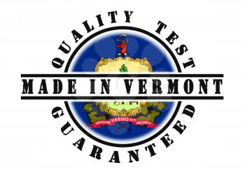 Quality test guaranteed stamp with a state flag inside, Vermont