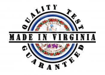 Quality test guaranteed stamp with a state flag inside, Virginia