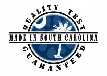 Quality test guaranteed stamp with a state flag inside, South Carolina