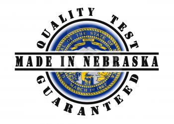 Quality test guaranteed stamp with a state flag inside, Nebraska