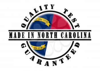 Quality test guaranteed stamp with a state flag inside, North Carolina