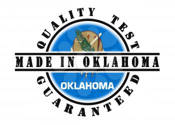 Quality test guaranteed stamp with a state flag inside, Oklahoma