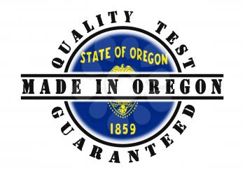 Quality test guaranteed stamp with a state flag inside, Oregon
