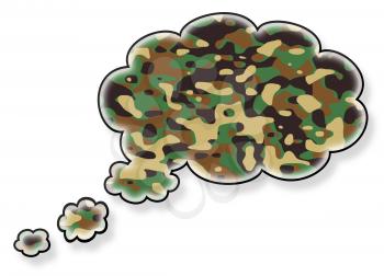 Flag in the cloud, isolated on white background, army camouflage