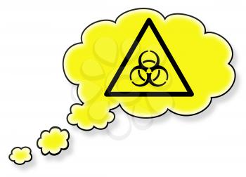 Flag in the cloud, isolated on white background, danger - biohazard