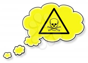 Flag in the cloud, isolated on white background, danger - poison