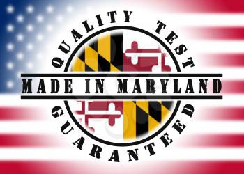Quality test guaranteed stamp with a state flag inside, Maryland
