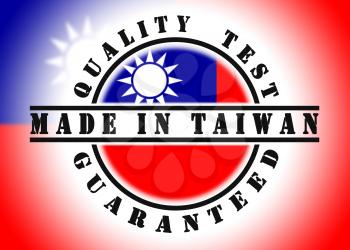 Quality test guaranteed stamp with a national flag inside, Taiwan