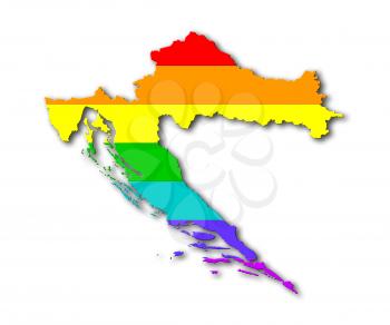 Map, filled with a rainbow flag pattern - Croatia