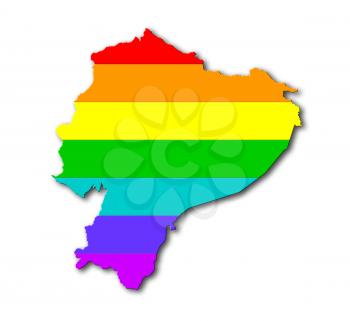 Map, filled with a rainbow flag pattern - Ecuador