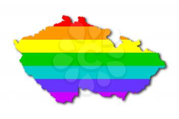 Map, filled with a rainbow flag pattern - Czech Republic