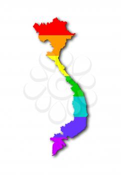 Map, filled with a rainbow flag pattern - Vietnam