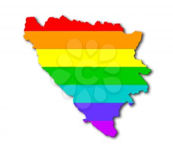Map, filled with a rainbow flag pattern - Bosnia and Herzegovina
