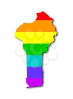 Benin - Map, filled with a rainbow flag pattern