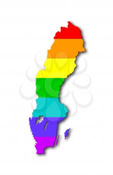 Sweden - Map, filled with a rainbow flag pattern