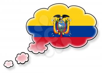Flag in the cloud, isolated on white background, flag of Ecuador