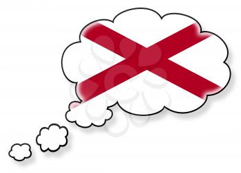 Flag in the cloud, isolated on white background, flag of Alabama