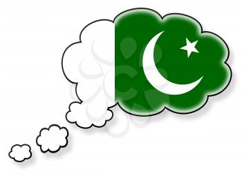 Flag in the cloud, isolated on white background, flag of Pakistan