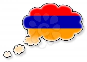 Flag in the cloud, isolated on white background, flag of Armenia