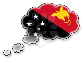 Flag in the cloud, isolated on white background, flag of Papua New Guinea