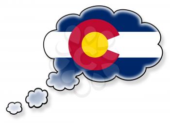 Flag in the cloud, isolated on white background, flag of Colorado