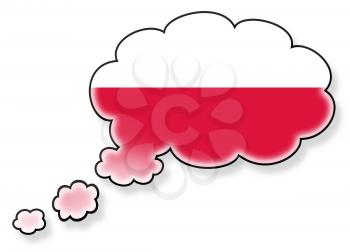 Flag in the cloud, isolated on white background, flag of Poland