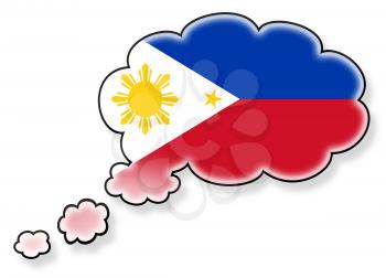 Flag in the cloud, isolated on white background, flag of the Philippines