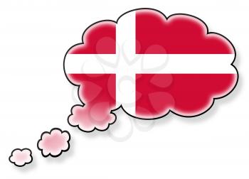 Flag in the cloud, isolated on white background, flag of Denmark