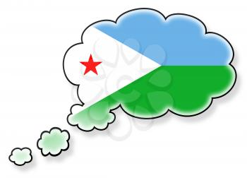 Flag in the cloud, isolated on white background, flag of Djibouti