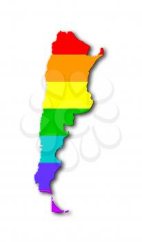 Map, filled with a rainbow flag pattern - Argentina