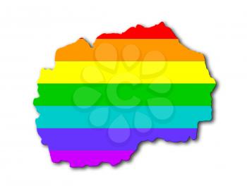Macedonia - Map, filled with a rainbow flag pattern