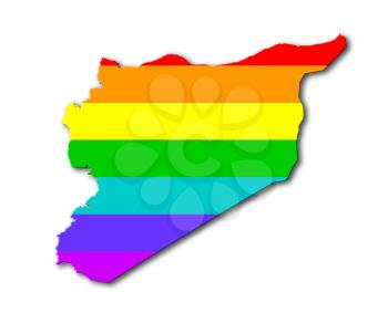 Syria - Map, filled with a rainbow flag pattern