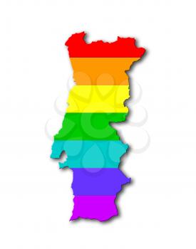 Portugal - Map, filled with a rainbow flag pattern