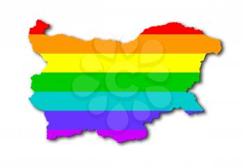 Bulgaria - Map, filled with a rainbow flag pattern