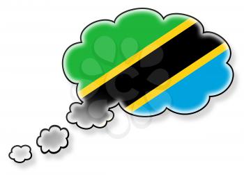 Flag in the cloud, isolated on white background, flag of Tanzania