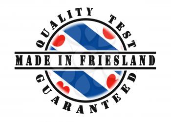 Quality test guaranteed stamp with a national flag inside, Friesland