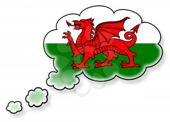 Flag in the cloud, isolated on white background, flag of Wales