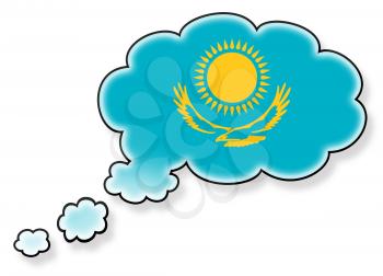 Flag in the cloud, isolated on white background, flag of Kazakhstan