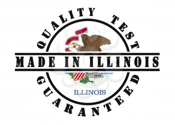 Quality test guaranteed stamp with a state flag inside, Illinois