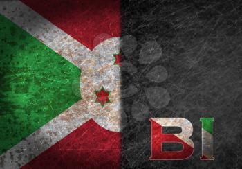 Old rusty metal sign with a flag and country abbreviation - Burundi