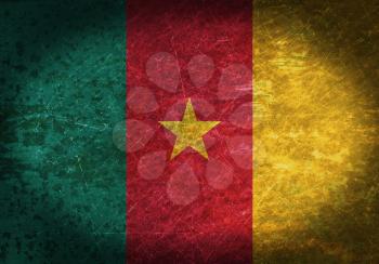 Old rusty metal sign with a flag - Cameroon