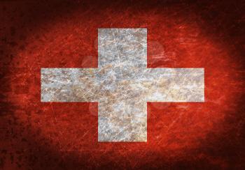 Old rusty metal sign with a flag - Switzerland
