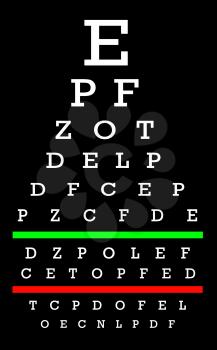 Eyesight concept - Test chart, letters getting smaller - Good eyesight