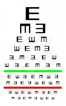 Eyesight concept - Test chart, symbols getting smaller - Good eyesight