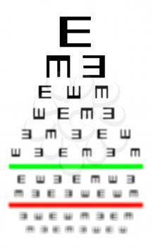 Eyesight concept - Test chart, symbols getting smaller - Reasonable eyesight
