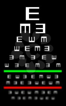 Eyesight concept - Test chart, symbols getting smaller - Reasonable eyesight